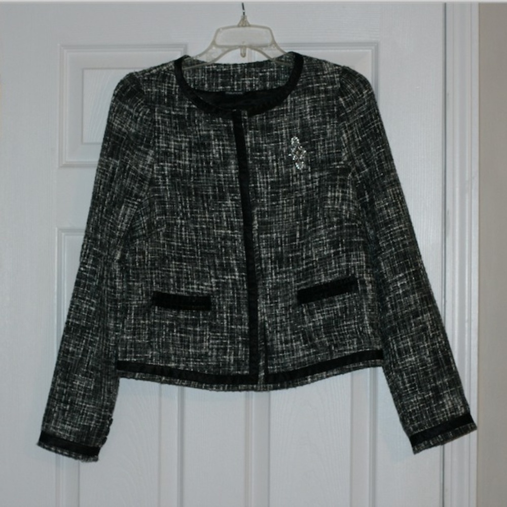 Women's Polyester Tweed Short Business Jacket